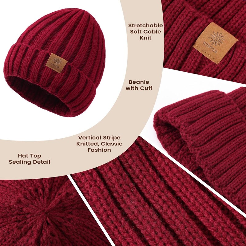 Premillow Women Winter Hat Beanie+Long Scarf+Touch Screen Gloves Set, Warm Clothes Set with Knit Fleece Lined for Women/Men Winter - Image 2
